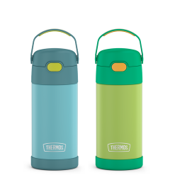 12oz FUNtainer® Water Bottles Blue/Green & Lime/Orange Bundle