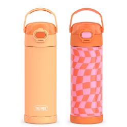 16oz FUNtainer® Water Bottles with Locking Lids Neon Orange & Wavy Checkers Orange Bundle